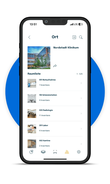 Verwalte Standorte und Räume in der seventhings App