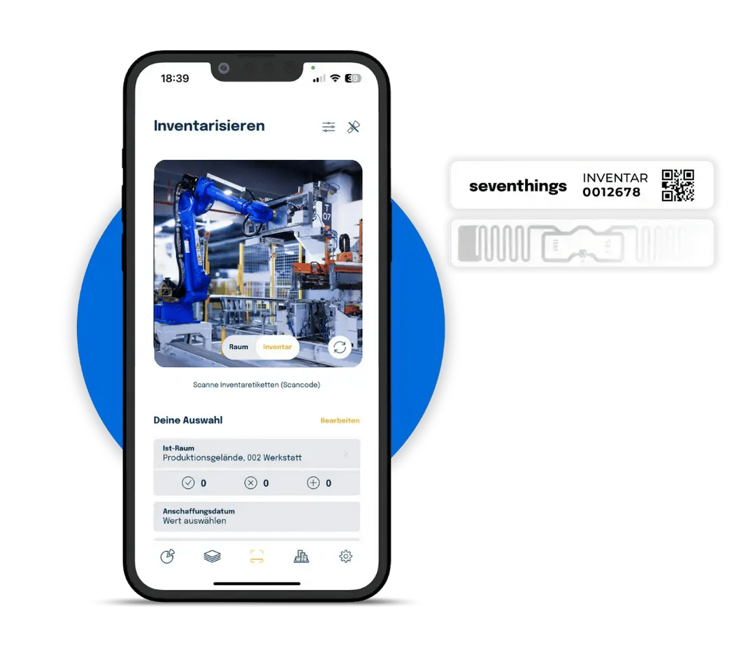 Verwalte Inventar über Etiketten von seventhings.